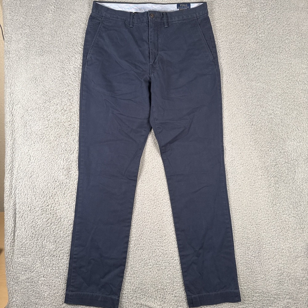 Polo Ralph Lauren Pants Chinos Mens 34x34 (34x33) Navy Blue Stretch Preppy